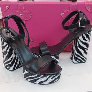 Michael Kors Ashton Zebra Platform Heel NWOB